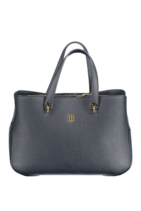 Blue Polyurethane Women Handbag