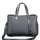 Blue Polyurethane Women Handbag