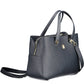 Blue Polyurethane Women Handbag