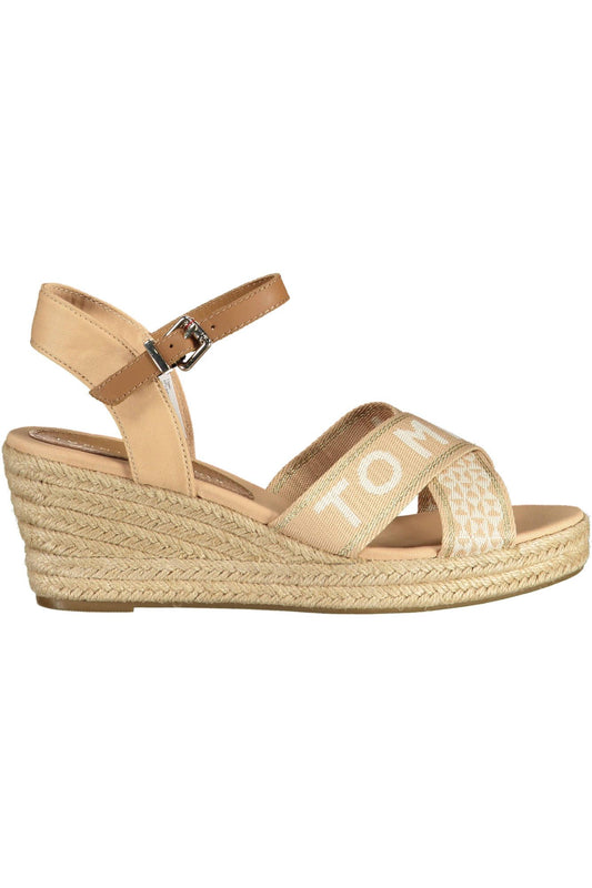 Beige Polyester Women Sandal