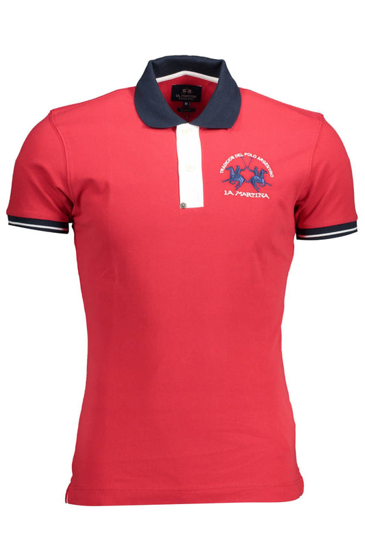 Red Cotton Men Polo Shirt
