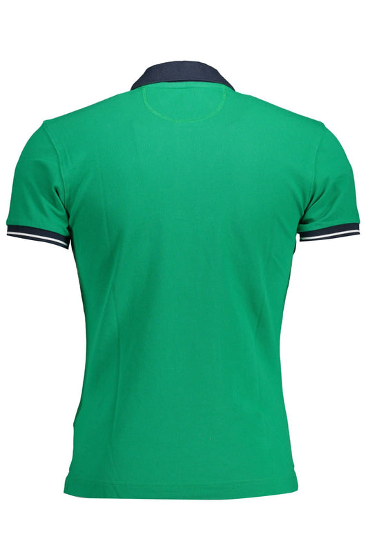 Green Cotton Men Polo Shirt