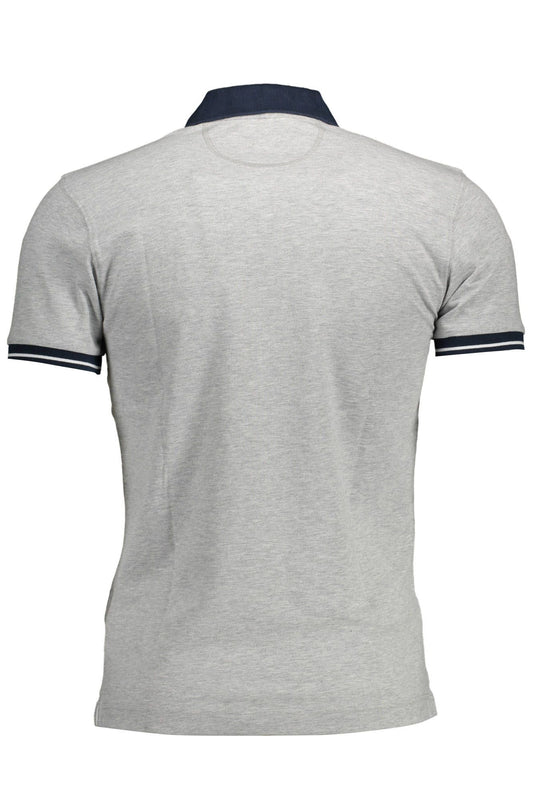 Gray Cotton Men Polo Shirt