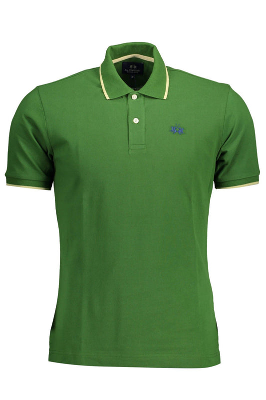 Green Cotton Men Polo Shirt