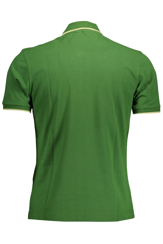Green Cotton Men Polo Shirt