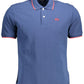Blue Cotton Men Polo Shirt