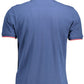 Blue Cotton Men Polo Shirt