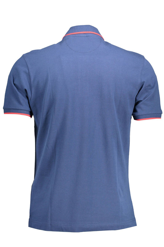 Blue Cotton Men Polo Shirt
