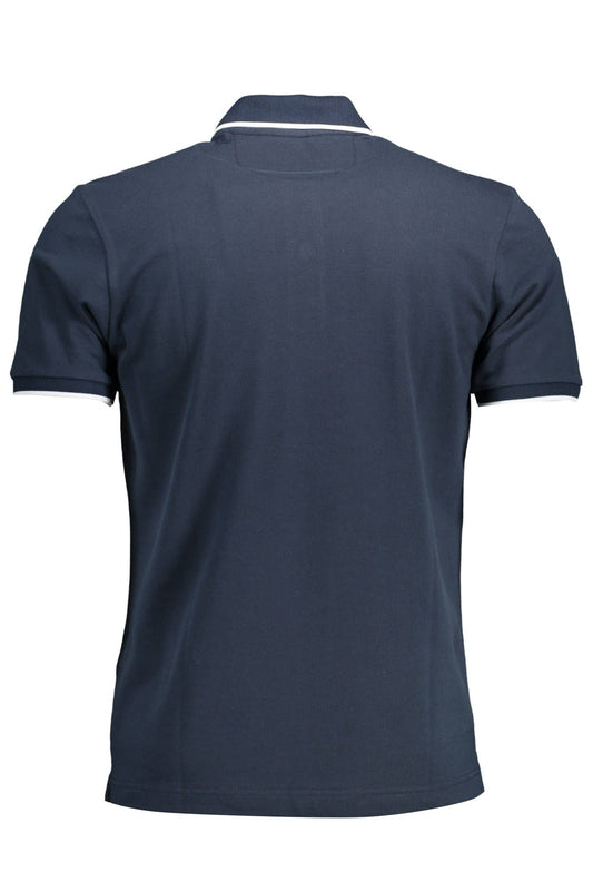 Blue Cotton Men Polo Shirt