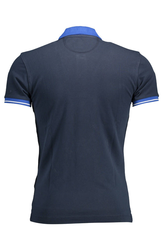 Blue Cotton Men Polo Shirt