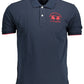Blue Cotton Men Polo Shirt