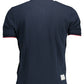 Blue Cotton Men Polo Shirt