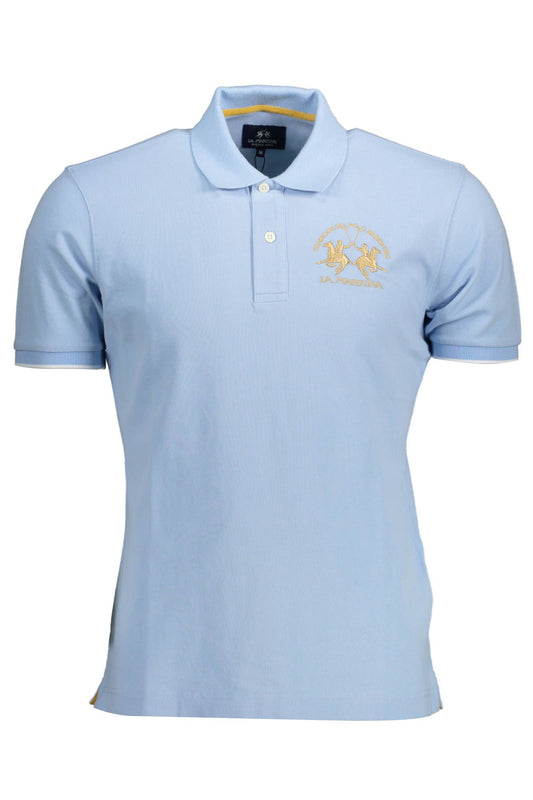 Light Blue Cotton Men Polo Shirt