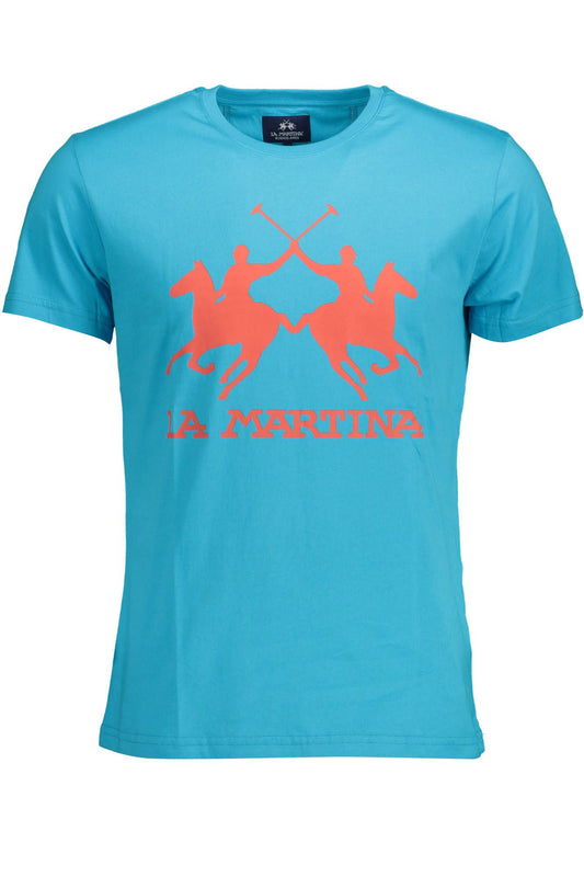 Blue Cotton Men T-Shirt