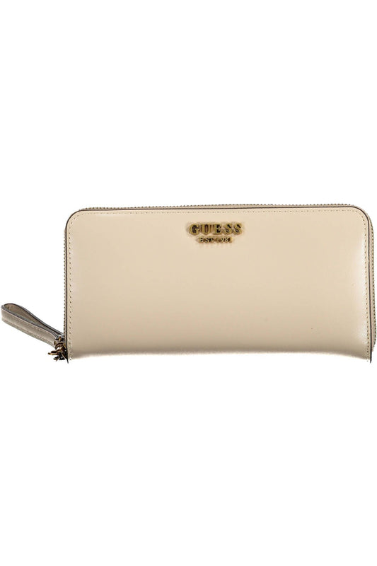 Beige Polyurethane Women Wallet