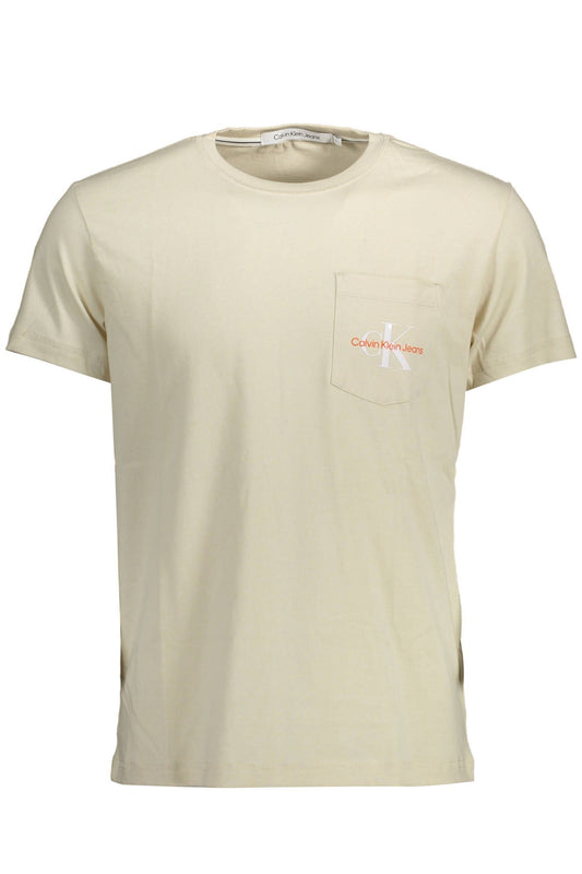 Beige Cotton Men T-Shirt