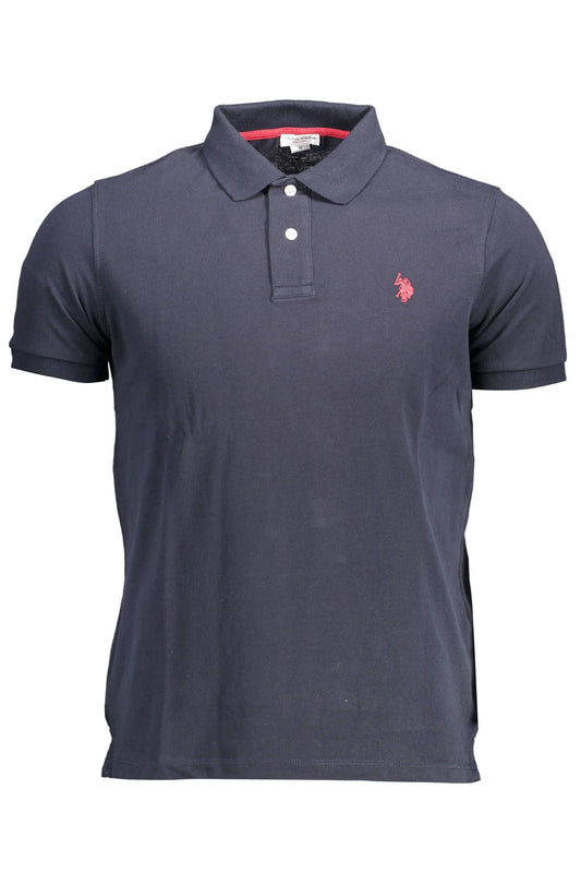 Blue Cotton Men Polo Shirt