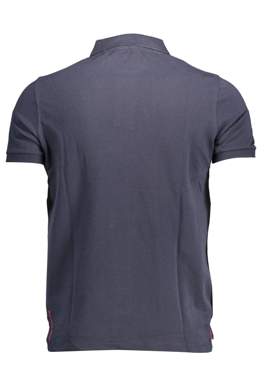 Blue Cotton Men Polo Shirt