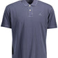 Blue Cotton Men Polo Shirt