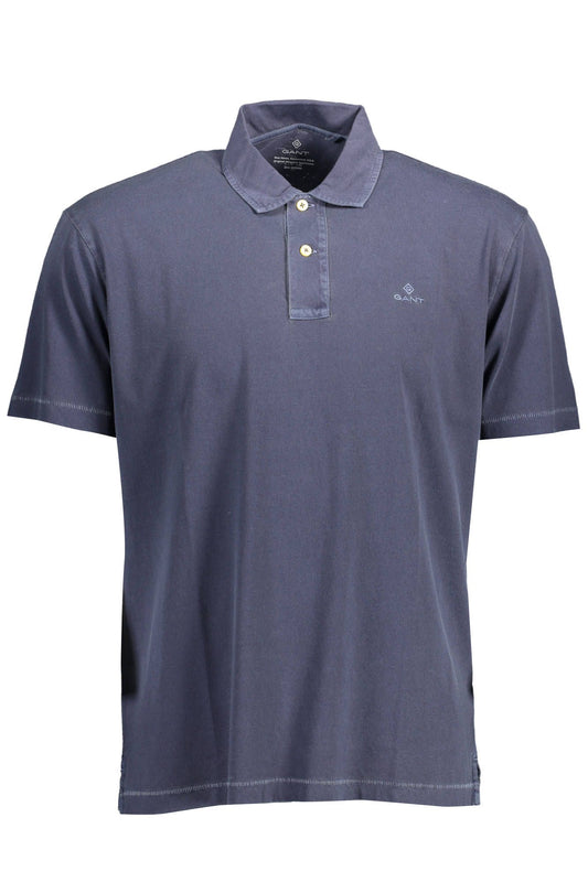 Blue Cotton Men Polo Shirt
