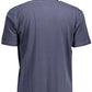 Blue Cotton Men Polo Shirt