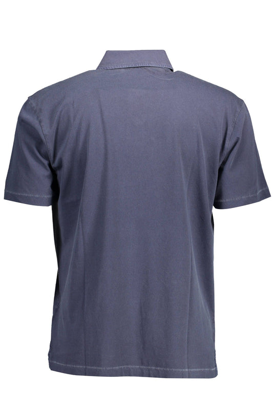 Blue Cotton Men Polo Shirt