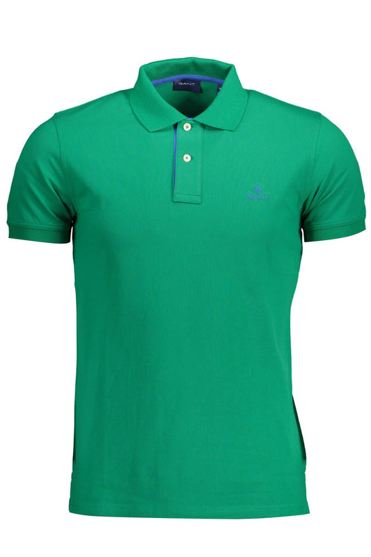 Green Cotton Men Polo Shirt