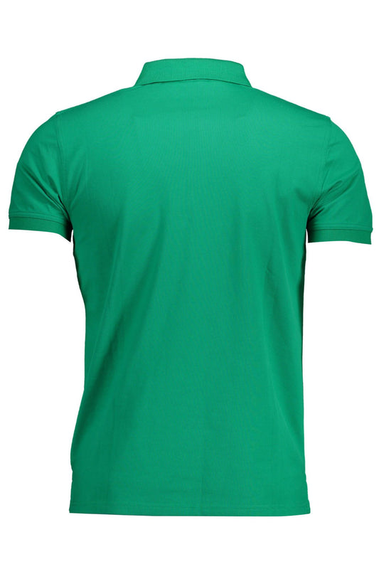 Green Cotton Men Polo Shirt