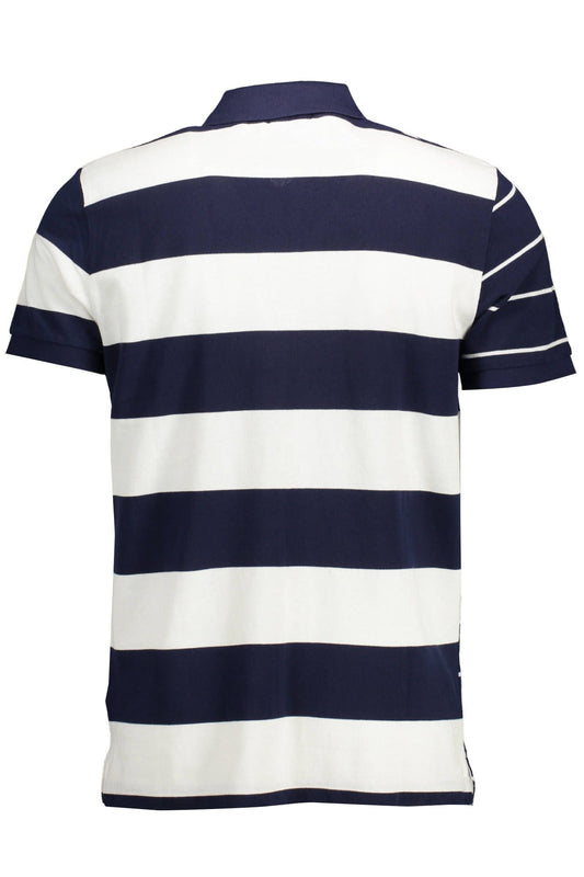 Blue Cotton Men Polo