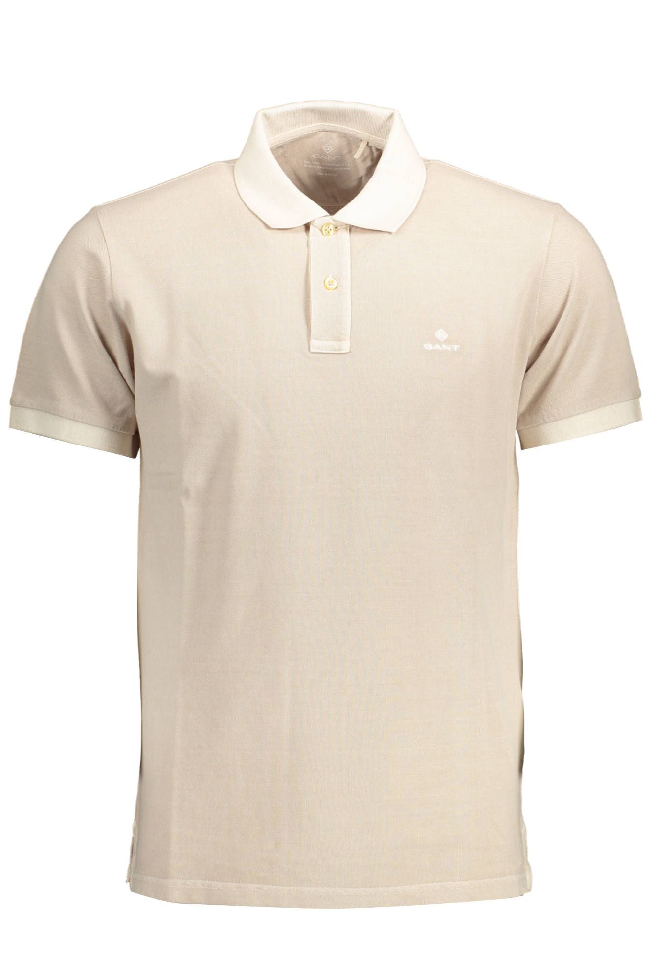 Beige Cotton Men Polo Shirt