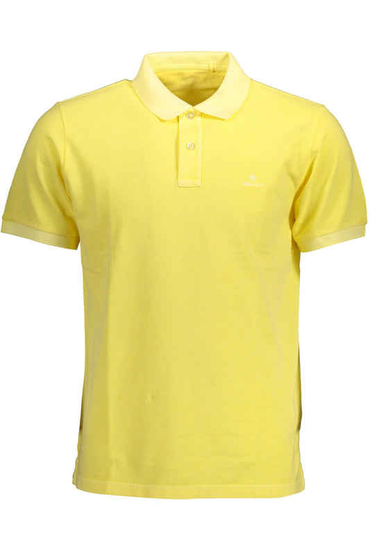 Yellow Cotton Men Polo Shirt