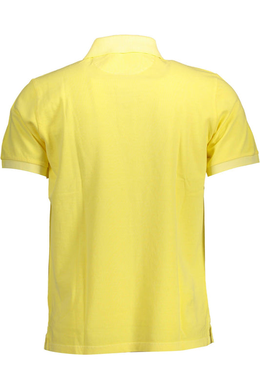 Yellow Cotton Men Polo Shirt