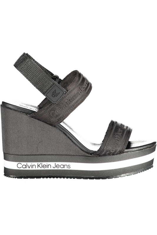 Black Polyester Women Sandal