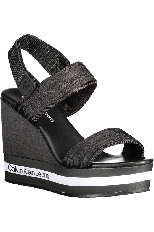 Black Polyester Women Sandal