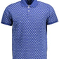 Blue Cotton Men Polo Shirt