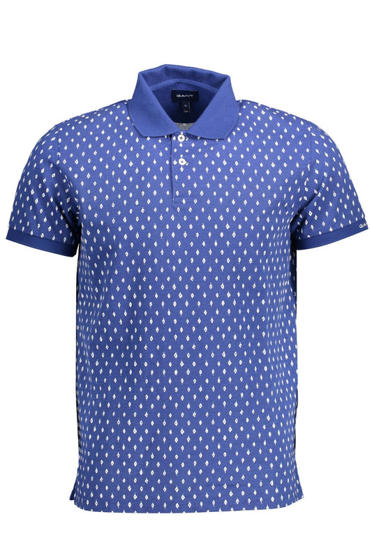 Blue Cotton Men Polo Shirt