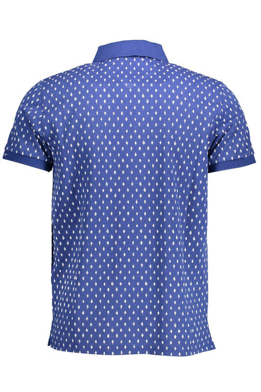 Blue Cotton Men Polo Shirt