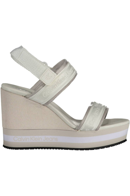 White Polyester Women Sandal