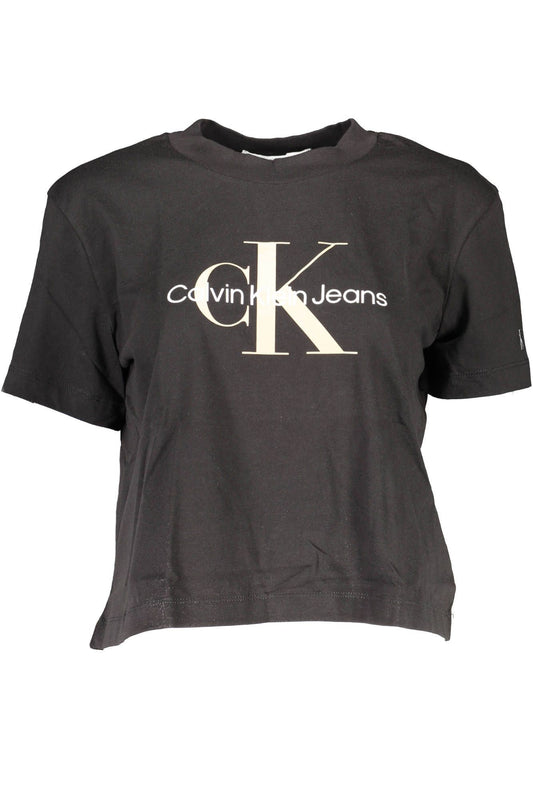 Black Cotton Women T-Shirt