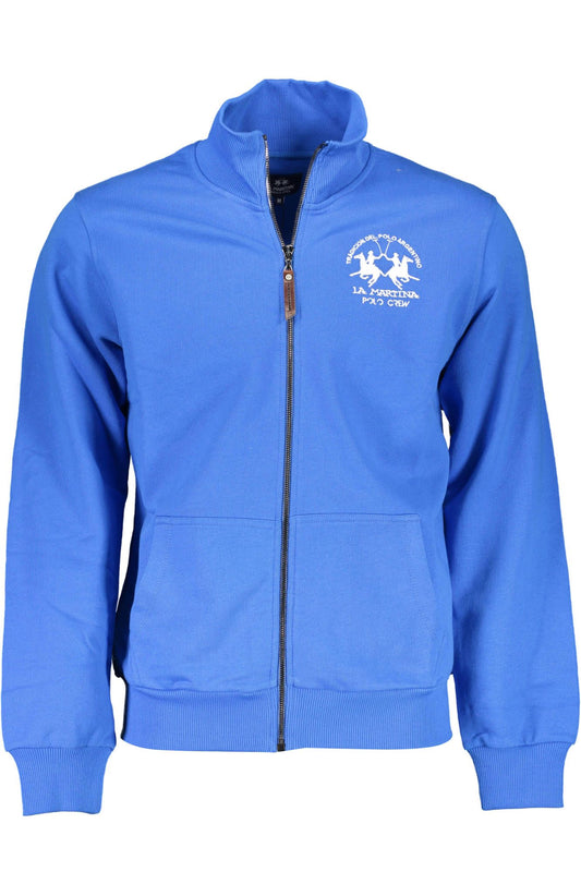 Blue Cotton Men Sweater