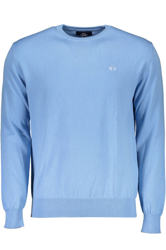 Light Blue Cotton Men Sweater