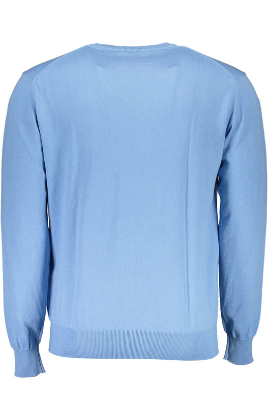 Light Blue Cotton Men Sweater