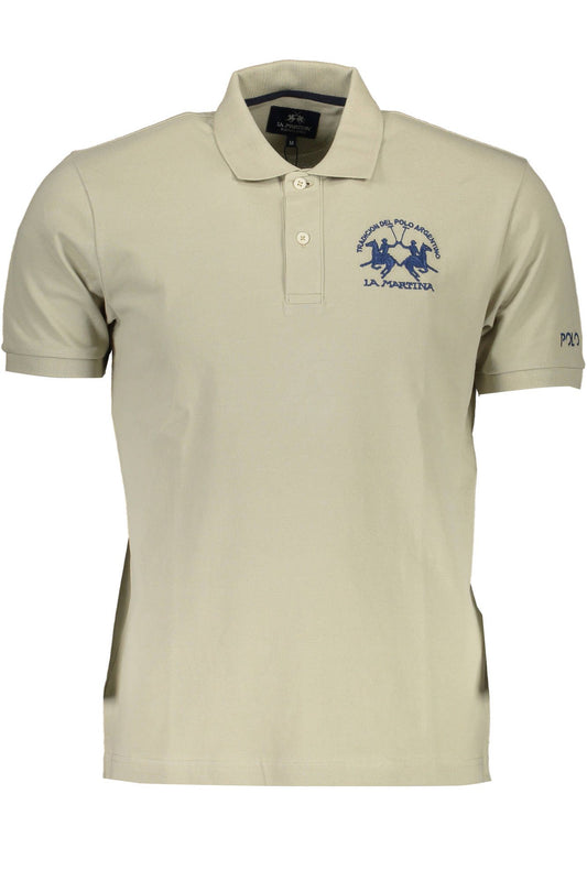 Green Cotton Men Polo Shirt
