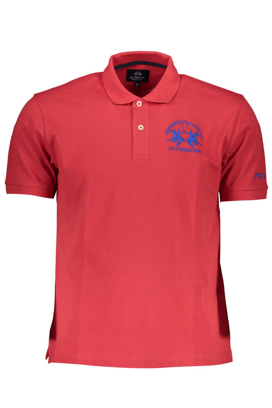 Red Cotton Men Polo Shirt