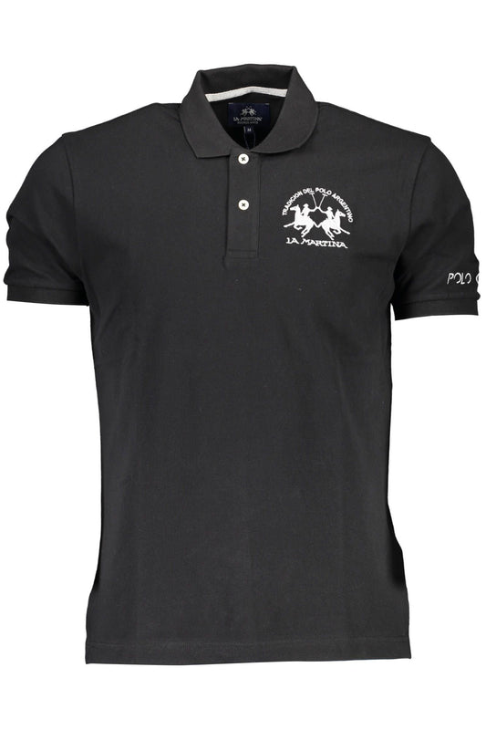 Black Cotton Men Polo Shirt