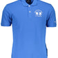 Blue Cotton Men Polo Shirt