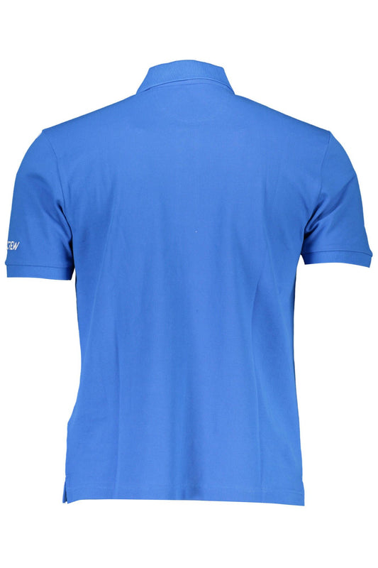 Blue Cotton Men Polo Shirt