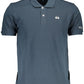 Blue Cotton Men Polo Shirt