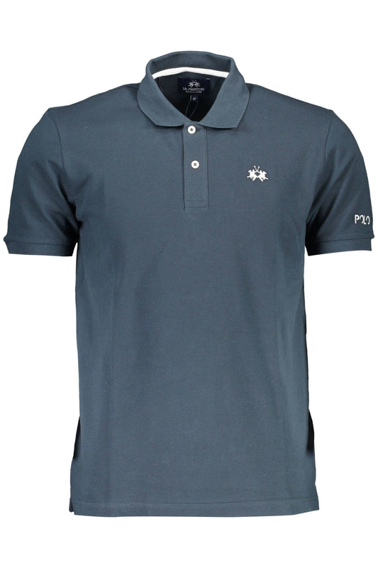 Blue Cotton Men Polo Shirt
