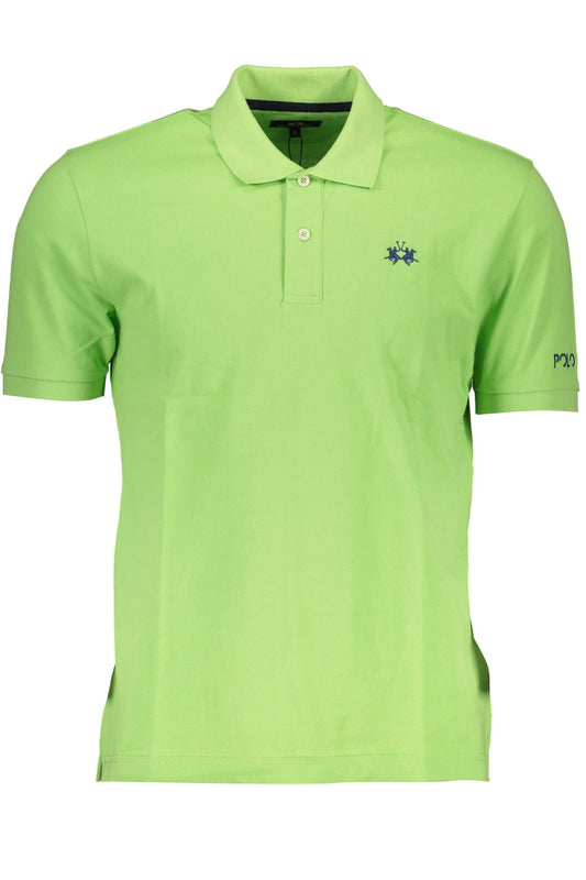 Green Cotton Men Polo Shirt